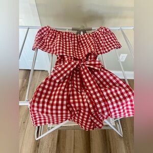 HYFVE Red and White Gingham Romper